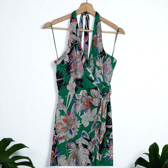 Parker Addie Emerald Floral Silk-Blend Wrap Dress - Picture 8 of 11